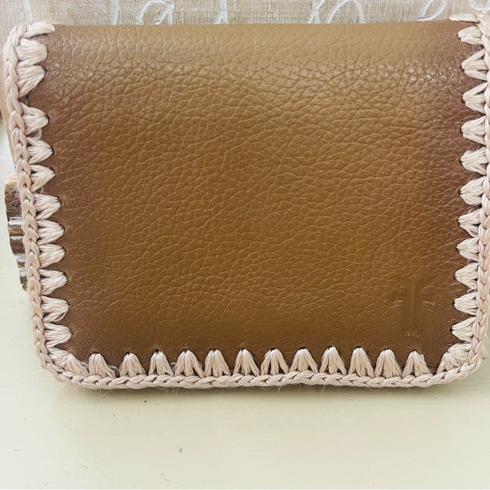 FRYE Leather Wallet with Woven Trim